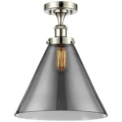 Innovations Lighting Ballston Urban Cone  12" Semi-flush Mount - Polished Nickel - Plated S