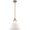 Innovations Lighting Ballston Urban Cone 12" Wide Copper Stem Hung Mini Pendant W/ White Sh In White