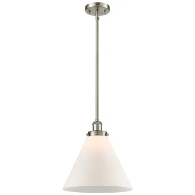 Innovations Lighting Ballston Urban Cone 12"w Satin Nickel Stem Hung Mini Pendant W/ White