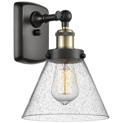 Innovations Lighting Ballston Urban Cone 13" High Black Brass Sconce W/ Seedy Shade