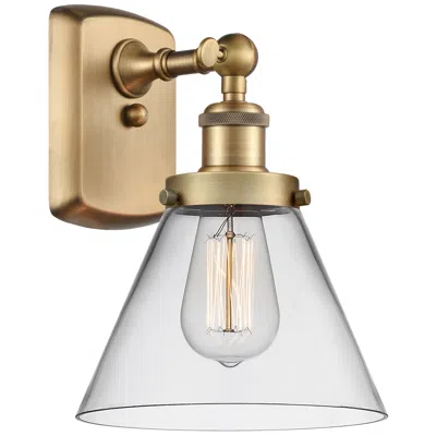 Innovations Lighting Ballston Urban Cone 13" High Brushed Brass Sconce W/ Clear Shade
