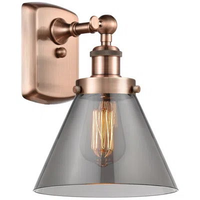 Innovations Lighting Ballston Urban Cone 13" High Copper Sconce W/ Plated Smoke Shade