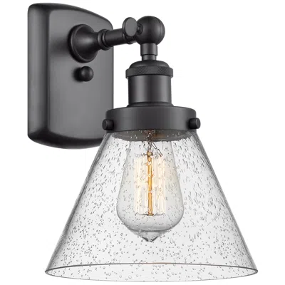 Innovations Lighting Ballston Urban Cone 13" High Matte Black Sconce W/ Seedy Shade