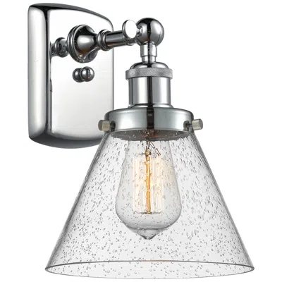 Innovations Lighting Ballston Urban Cone 13" High Polished Chrome Sconce W/ Seedy Shade