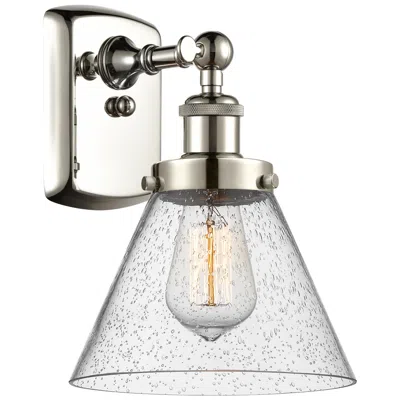 Innovations Lighting Ballston Urban Cone 13" High Polished Nickel Sconce W/ Seedy Shade