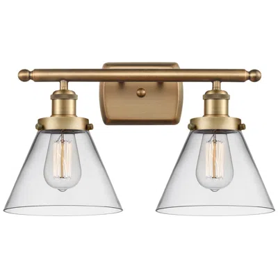 Innovations Lighting Ballston Urban Cone 18" 2 Light Brushed Brass Bath Light W/ Clear Shad