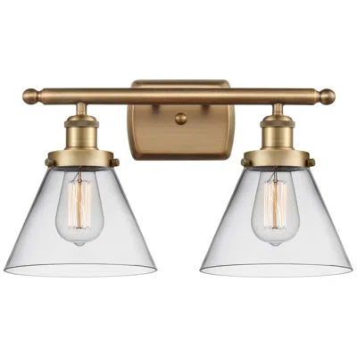 Innovations Lighting Ballston Urban Cone 18" 2 Light Brushed Brass Led Bath Light W/ Clear