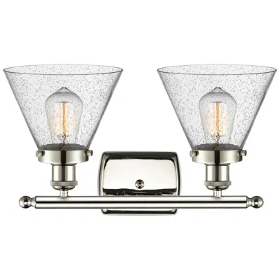 Innovations Lighting Ballston Urban Cone 18" 2 Light Nickel Led Bath Light W/ Seedy Shade