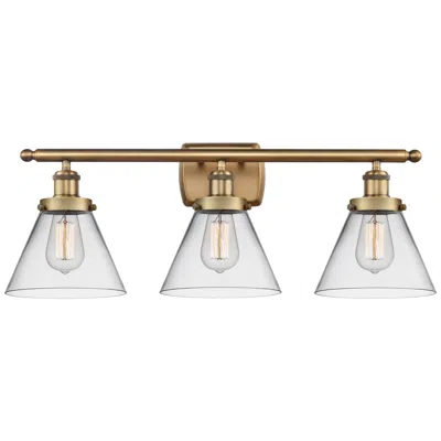 Innovations Lighting Ballston Urban Cone 28" 3 Light Brushed Brass Led Bath Light W/ Clear