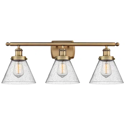Innovations Lighting Ballston Urban Cone 28" 3 Light Brushed Brass Led Bath Light W/ Seedy