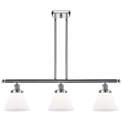 Innovations Lighting Ballston Urban Cone 36"w 3 Light Chrome Island Light W/ 8" White