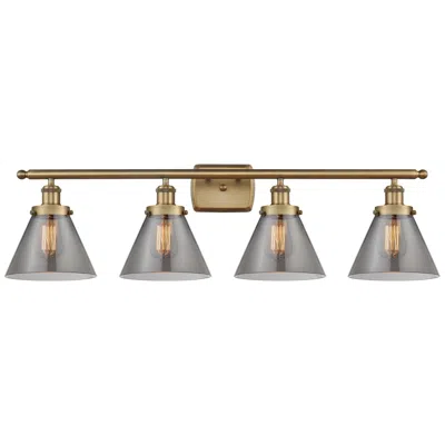 Innovations Lighting Ballston Urban Cone 38" 4 Light Brushed Brass Bath Light W/ Smoke Shad