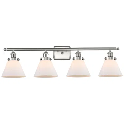 Innovations Lighting Ballston Urban Cone 28" 3 Light Nickel Bath Light W/ White Shade In Pink