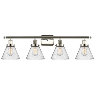 Innovations Lighting Ballston Urban Cone 38" 4 Light Nickel Led Bath Light W/ Seedy Shade