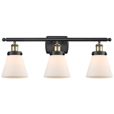 Innovations Lighting Ballston Urban Cone 6" 3 Light 26" Led Bath Light - Black Brass -