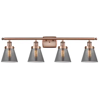 Innovations Lighting Ballston Urban Cone 6" 4 Light 36" Bath Light - Copper - Smoke Sh