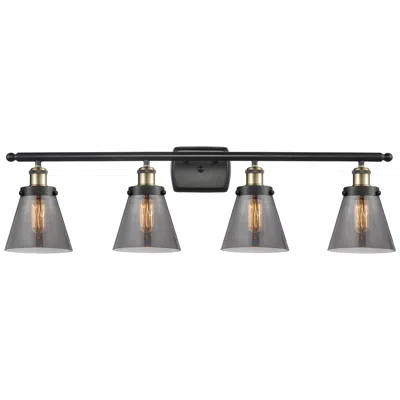 Innovations Lighting Ballston Urban Cone 6" 4 Light 36" Led Bath Light - Black Brass -