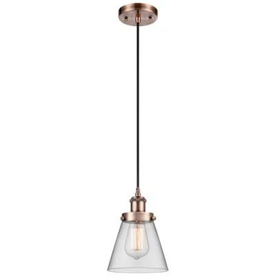 Innovations Lighting Ballston Urban Cone 6" Antique Copper Corded Mini Pendant W/ Clear Sha