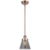 Innovations Lighting Ballston Urban Cone 6" Antique Copper Stemmed Mini Pendant W/ Smoke Sh In Gray