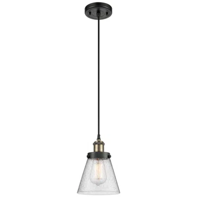 Innovations Lighting Ballston Urban Cone 6" Black Brass Corded Mini Pendant W/ Seedy Shade