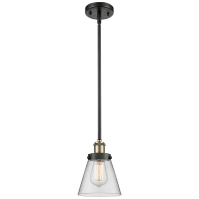 Innovations Lighting Ballston Urban Cone 6" Black Brass Stemmed Mini Pendant W/ Clear Shade