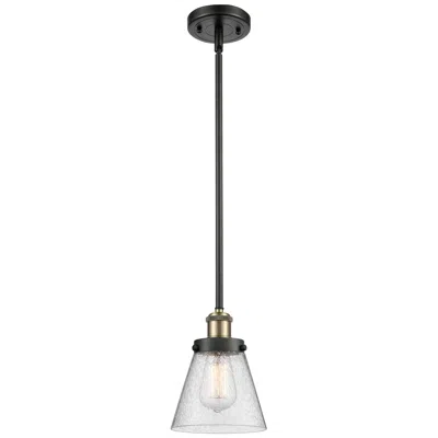 Innovations Lighting Ballston Urban Cone 6" Black Brass Stemmed Mini Pendant W/ Seedy Shade