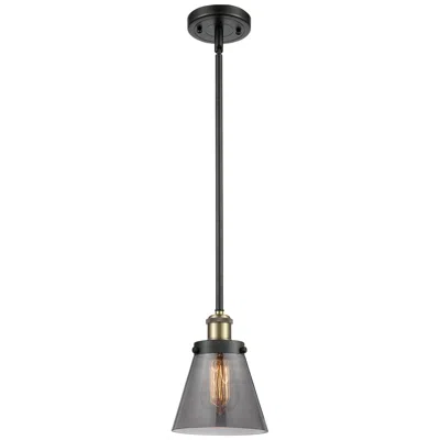 Innovations Lighting Ballston Urban Cone 6" Black Brass Stemmed Mini Pendant W/ Smoke Shade
