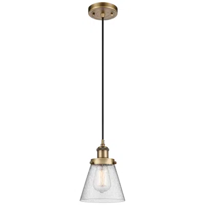 Innovations Lighting Ballston Urban Cone 6" Brushed Brass Corded Mini Pendant W/ Seedy Shad