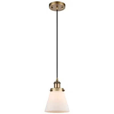 Innovations Lighting Ballston Urban Cone 6" Brushed Brass Corded Mini Pendant W/ White Shad