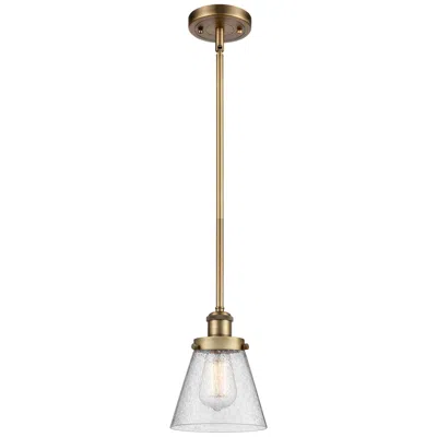 Innovations Lighting Ballston Urban Cone 6" Brushed Brass Stemmed Mini Pendant W/ Seedy Sha