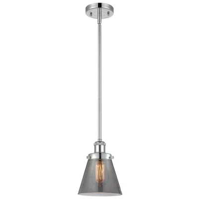 Innovations Lighting Ballston Urban Cone 6" Chrome Stemmed Mini Pendant W/ Smoke Shade
