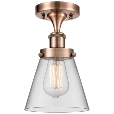 Innovations Lighting Ballston Urban Cone  6" Led Semi-flush Mount - Antique Copper - Clear