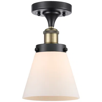 Innovations Lighting Ballston Urban Cone  6" Led Semi-flush Mount - Black Brass - Matte Whi