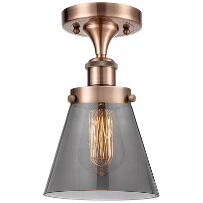 Innovations Lighting Ballston Urban Cone  6" Led Semi-flush Mount - Copper - Plated Smoke