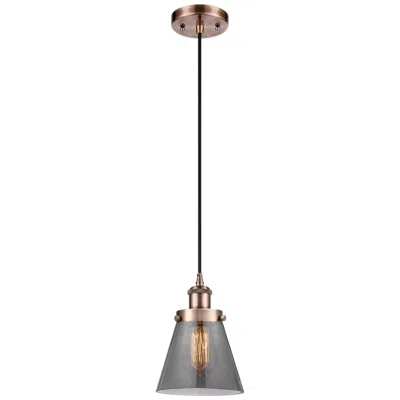 Innovations Lighting Ballston Urban Cone 6" Mini Pendant - Antique Copper - Plated Smoke Sh