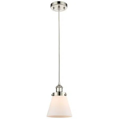 Innovations Lighting Ballston Urban Cone 6" Mini Pendant - Polished Nickel - Matte White Sh