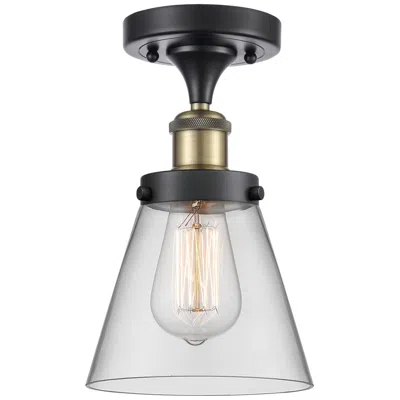 Innovations Lighting Ballston Urban Cone  6" Semi-flush Mount - Black Antique Brass - Clear