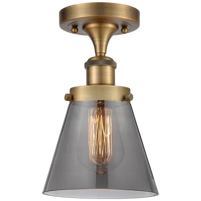 Innovations Lighting Ballston Urban Cone  6" Semi-flush Mount - Brushed Brass - Plated Smok