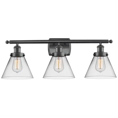 Innovations Lighting Ballston Urban Cone 8" 3 Light 28" Led Bath Light - Matte Black -