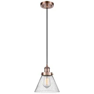 Innovations Lighting Ballston Urban Cone 8" Antique Copper Corded Mini Pendant W/ Seedy Sha