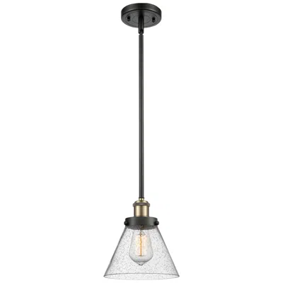 Innovations Lighting Ballston Urban Cone 8" Black Brass Stemmed Mini Pendant W/ Seedy Shade In Multi