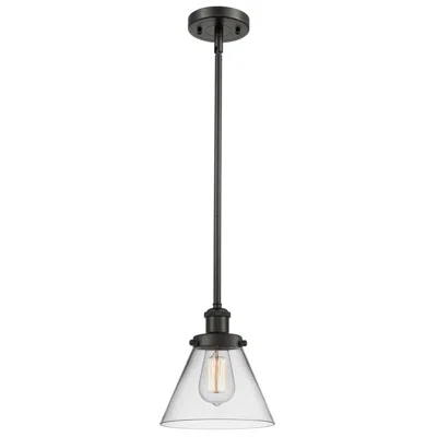 Innovations Lighting Ballston Urban Cone 8" Bronze Stemmed Mini Pendant W/ Clear Shade