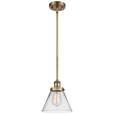 Innovations Lighting Ballston Urban Cone 8" Brushed Brass Stemmed Mini Pendant W/ Clear Sha