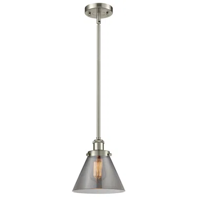 Innovations Lighting Ballston Urban Cone 8" Brushed Nickel Stemmed Mini Pendant W/ Smoke Sh