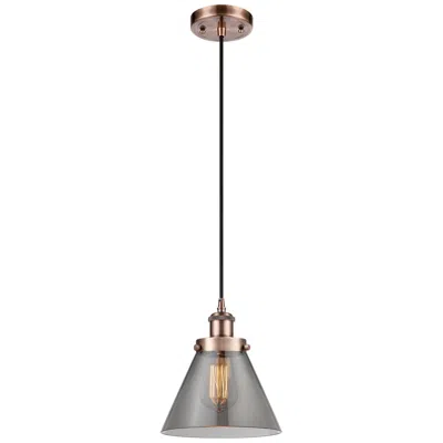 Innovations Lighting Ballston Urban Cone 8" Led Mini Pendant - Antique Copper - Plated Smok