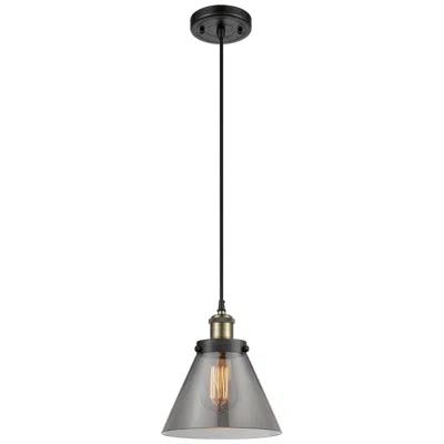 Innovations Lighting Ballston Urban Cone 8" Led Mini Pendant - Black Brass - Plated Smoke