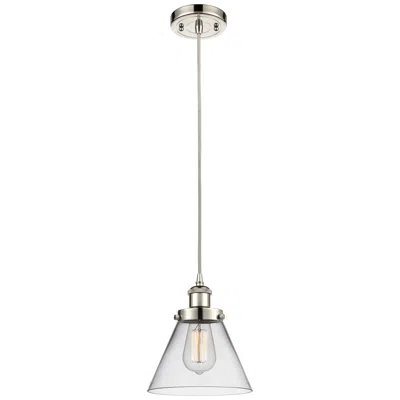 Innovations Lighting Ballston Urban Cone 8" Led Mini Pendant - Polished Nickel - Clear Shad