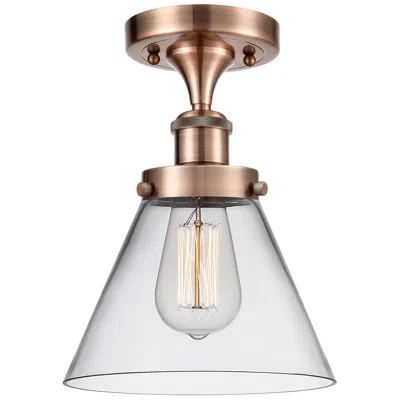 Innovations Lighting Ballston Urban Cone  8" Led Semi-flush Mount - Antique Copper - Clear