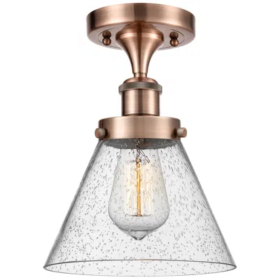 Innovations Lighting Ballston Urban Cone  8" Led Semi-flush Mount - Antique Copper - Seedy
