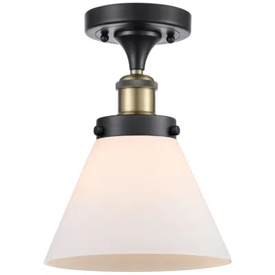 Innovations Lighting Ballston Urban Cone  8" Led Semi-flush Mount - Black Brass - Matte Whi